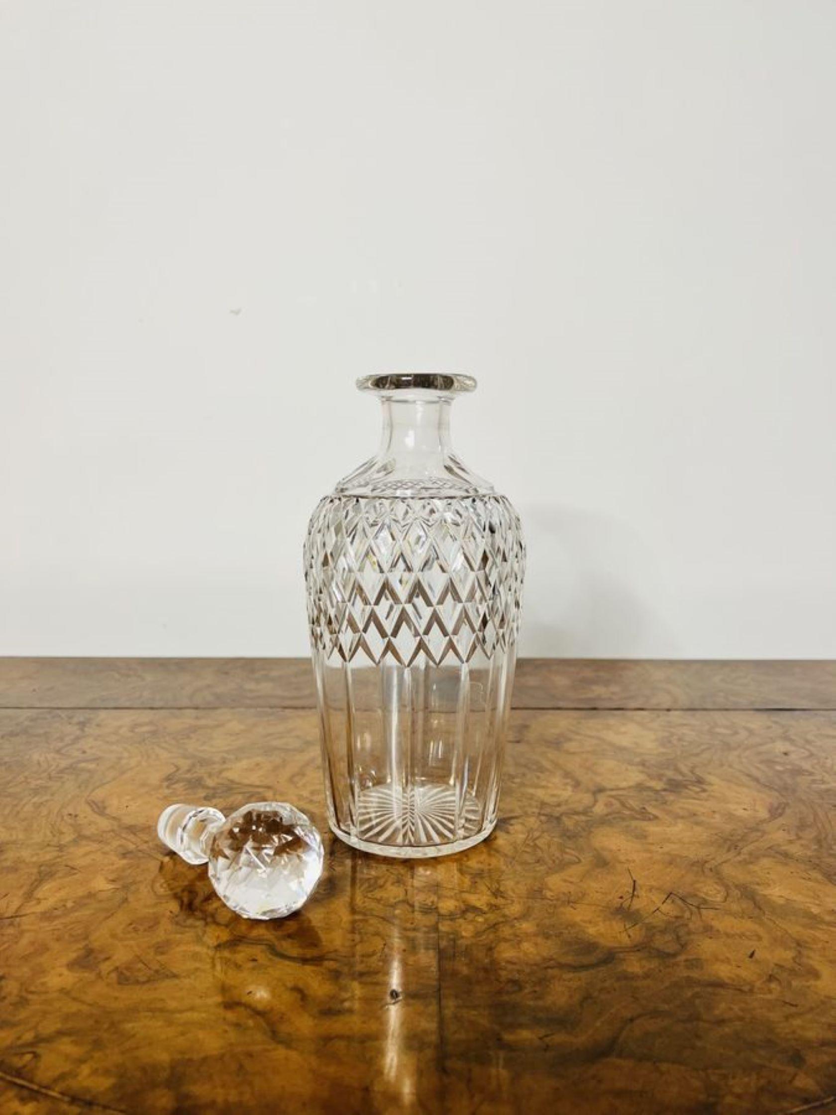Antique Edwardian quality cut glass decanter  In Good Condition For Sale In Ipswich, GB