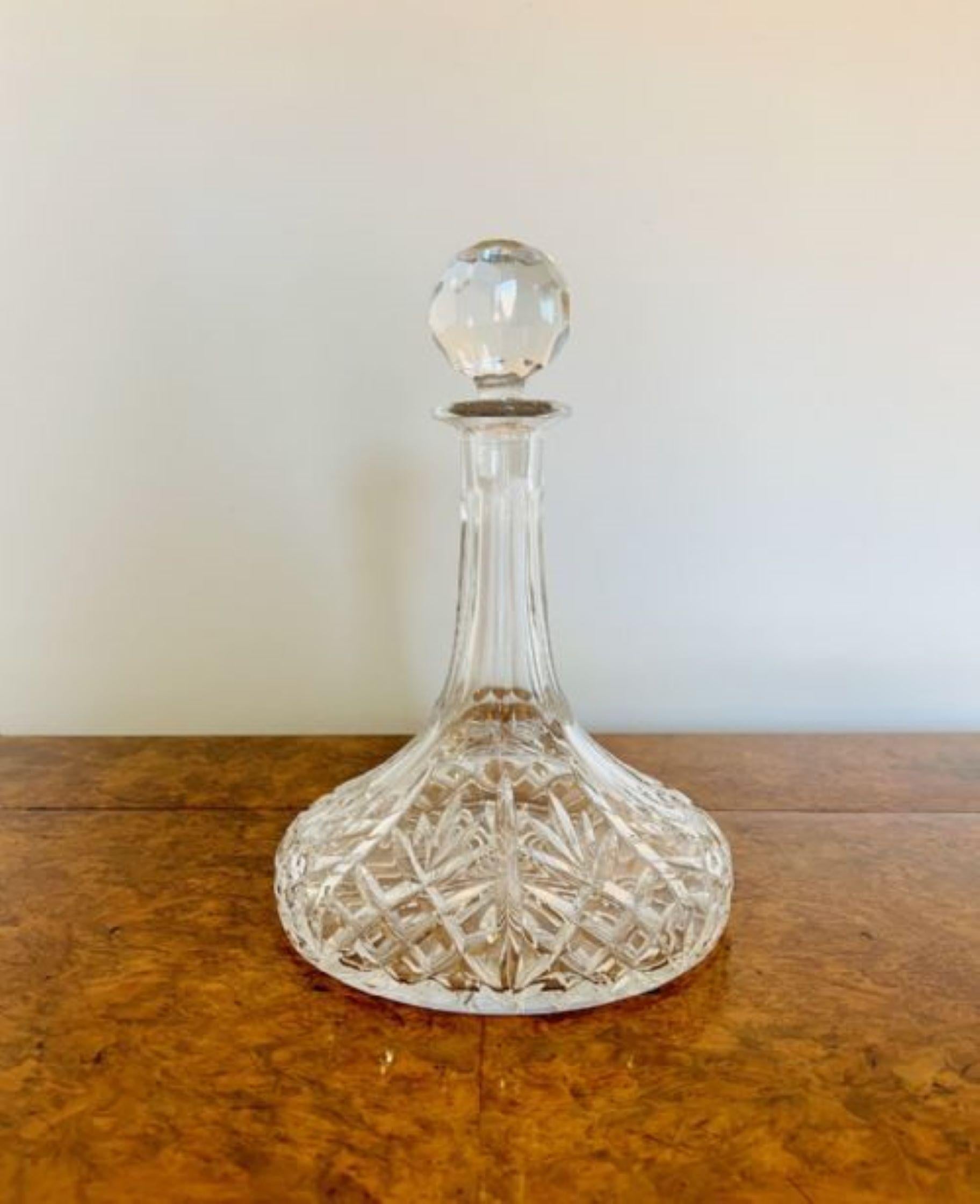 Antique Edwardian quality cut glass ships decanter In Good Condition In Ipswich, GB