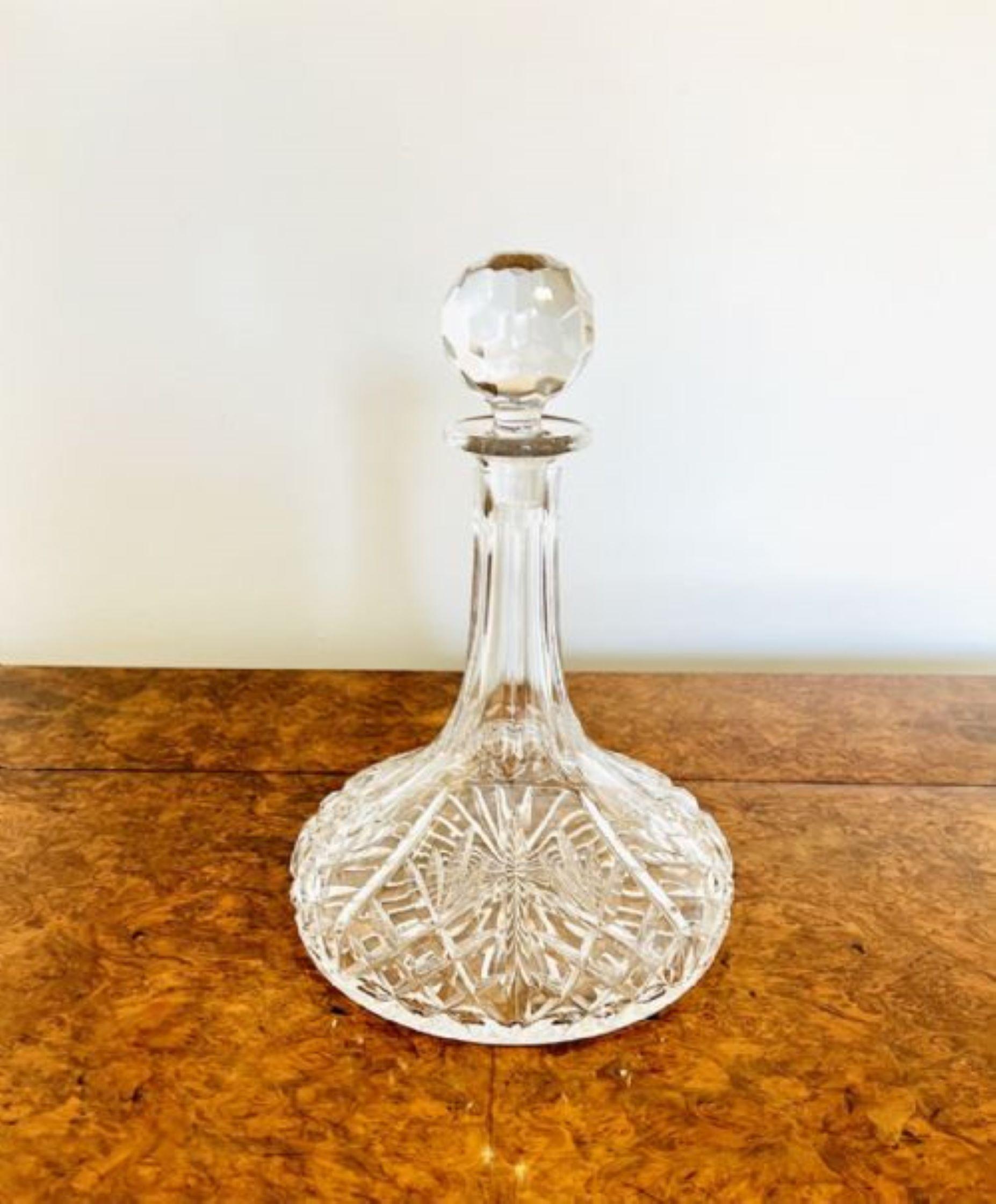 20th Century Antique Edwardian quality cut glass ships decanter