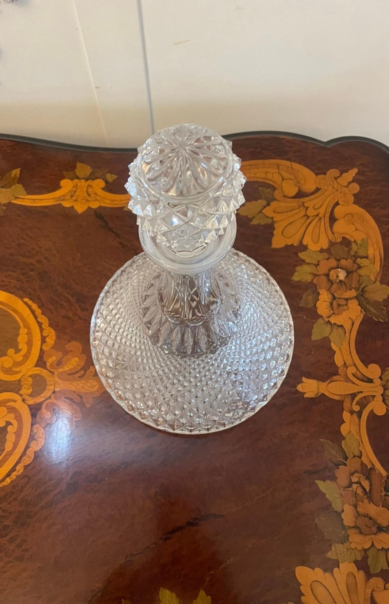 Antique Edwardian Quality Cut Glass Ships Decanter 1