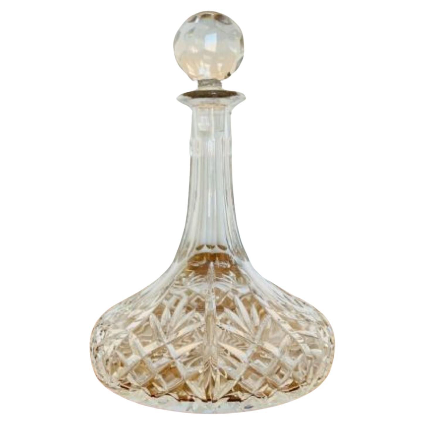 Antique Edwardian quality cut glass ships decanter