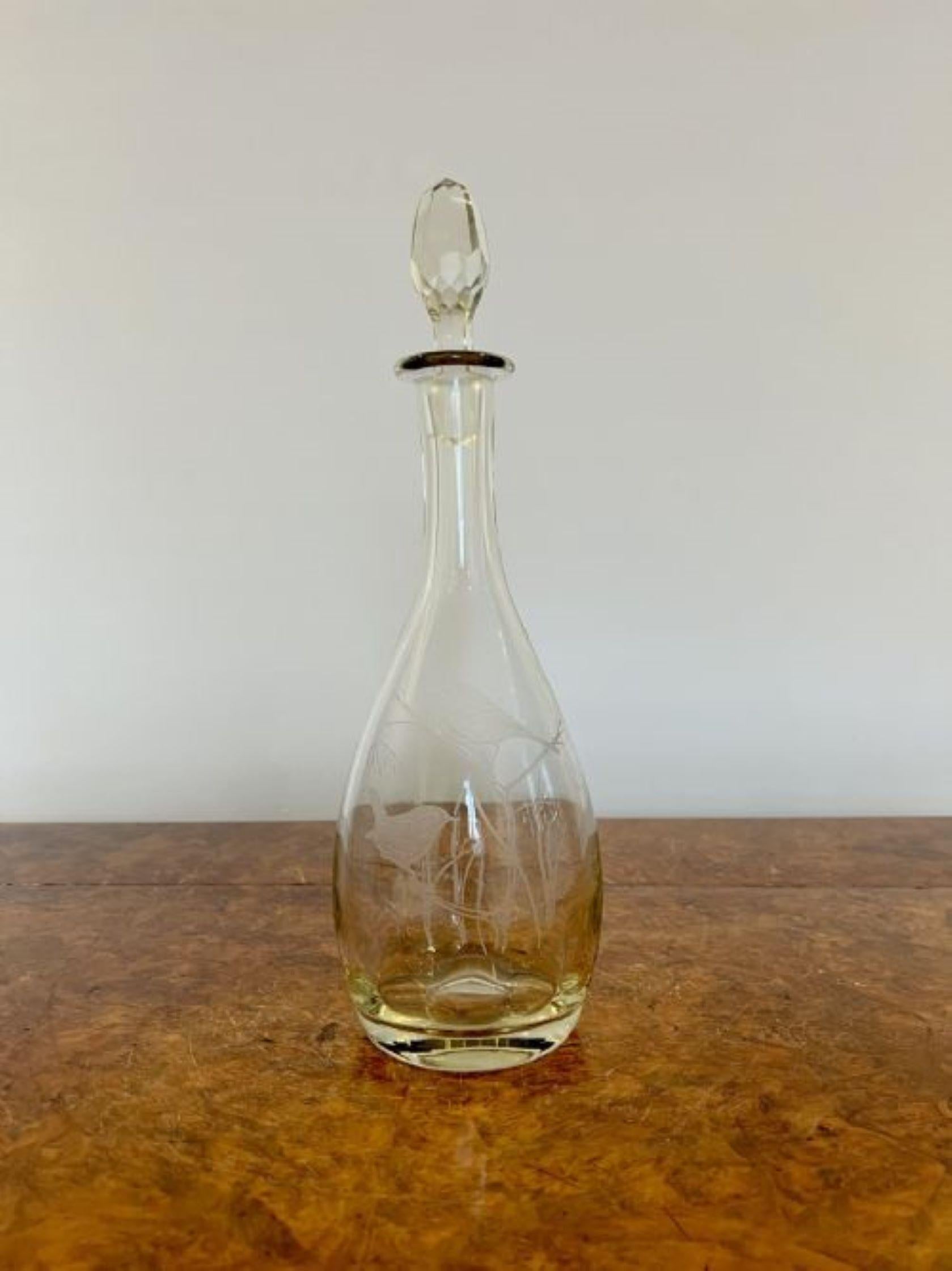Antike Edwardian Qualität graviert dekoriert Glas Dekanter im Zustand „Gut“ im Angebot in Ipswich, GB