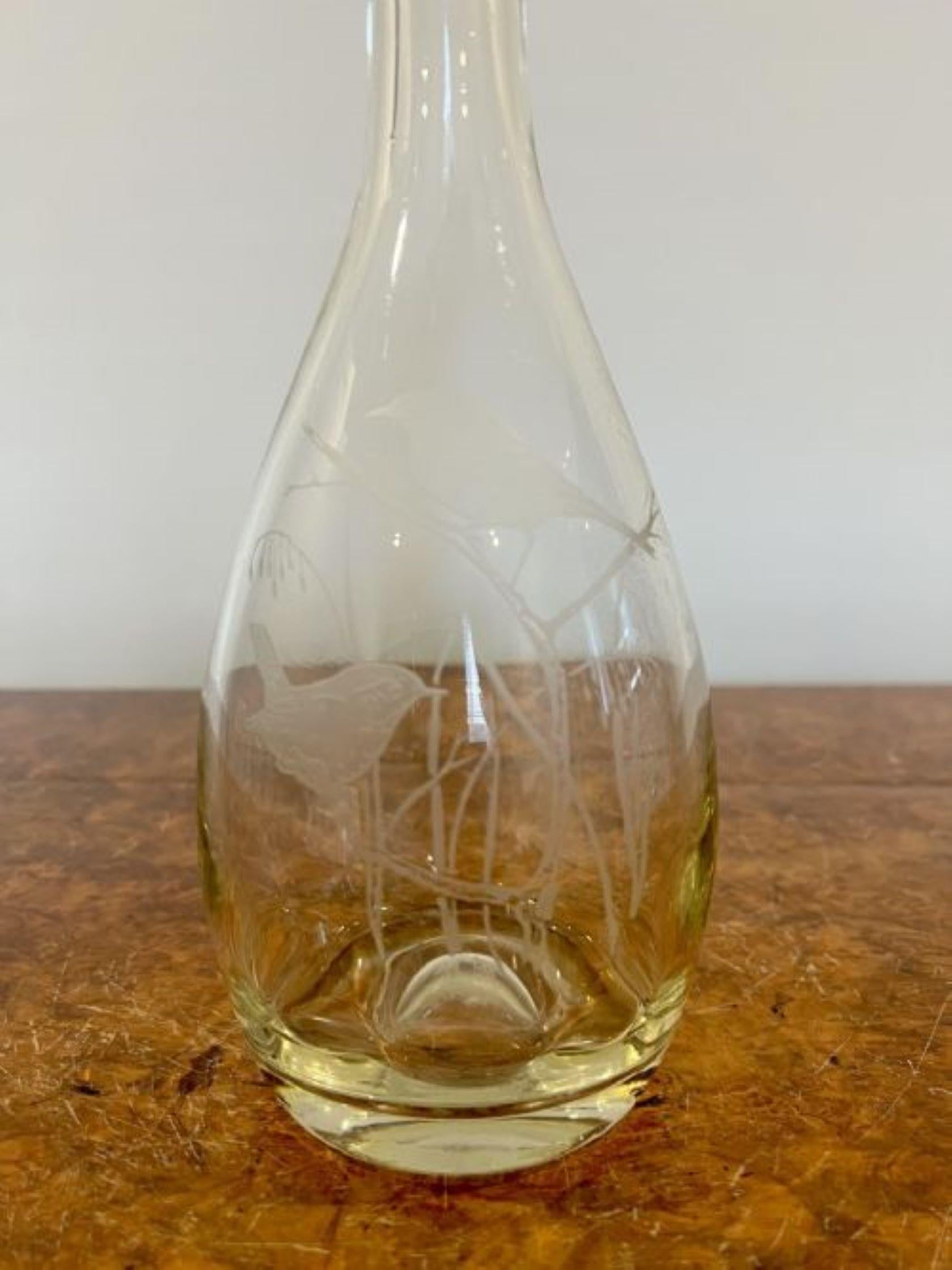 20th Century Antique Edwardian quality engraved decorated glass decanter  For Sale