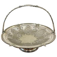 Antique Edwardian Quality Engraved Silver Plated Cake Basket