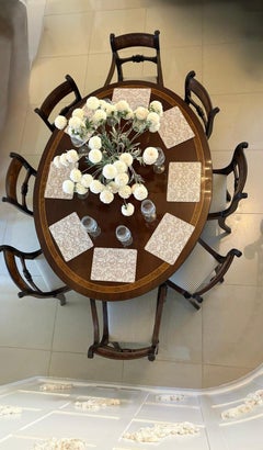 Antique Edwardian Quality Figured Mahogany 8 Seater Oval Dining Table