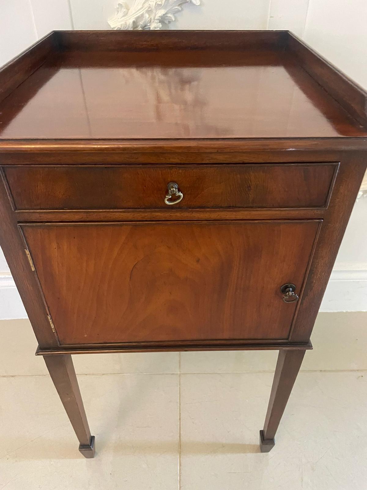 Other Antique Edwardian Quality Figured Mahogany Bedside Cabinet  For Sale