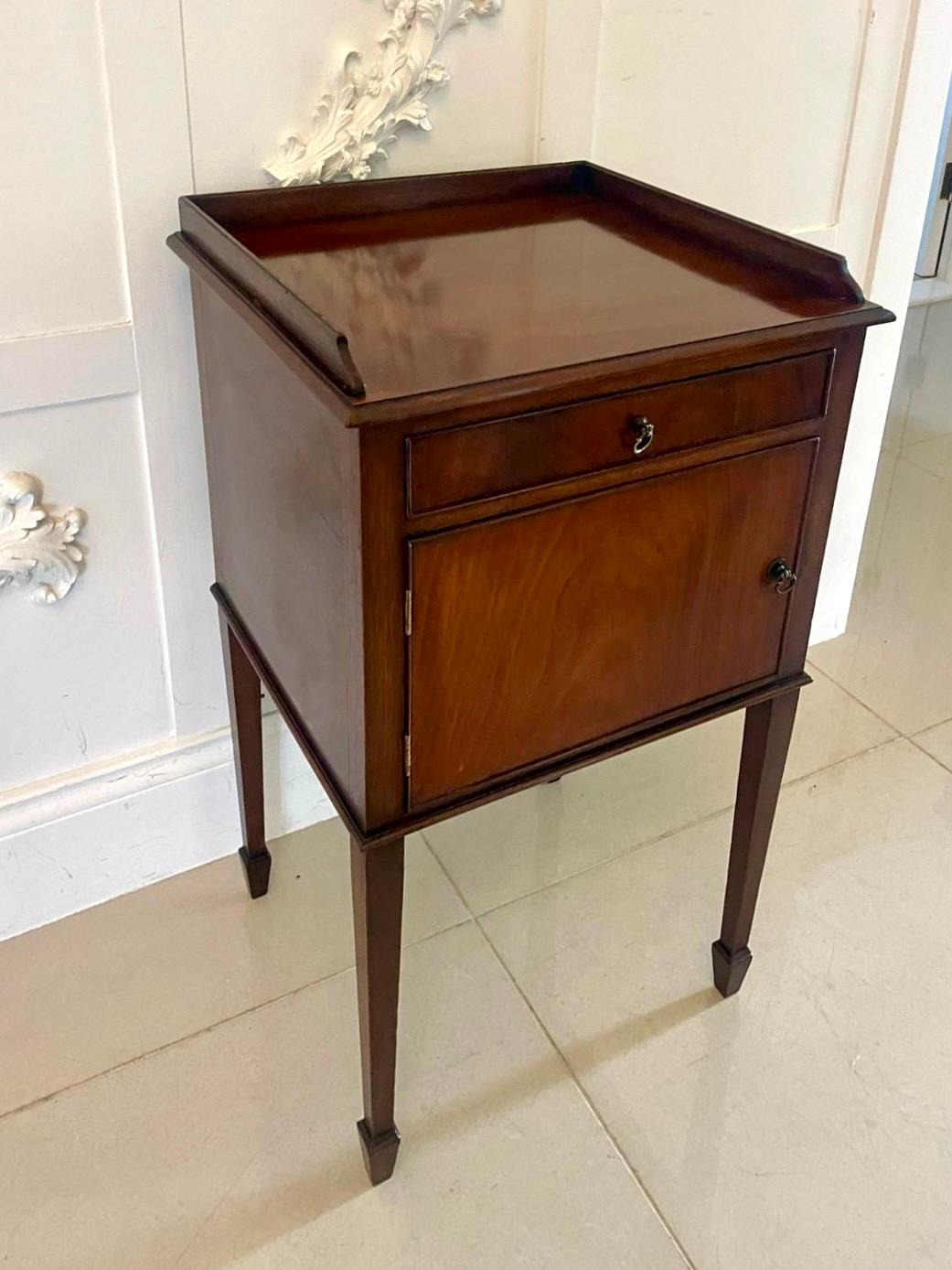Antique Edwardian Quality Figured Mahogany Bedside Cabinet  For Sale 2
