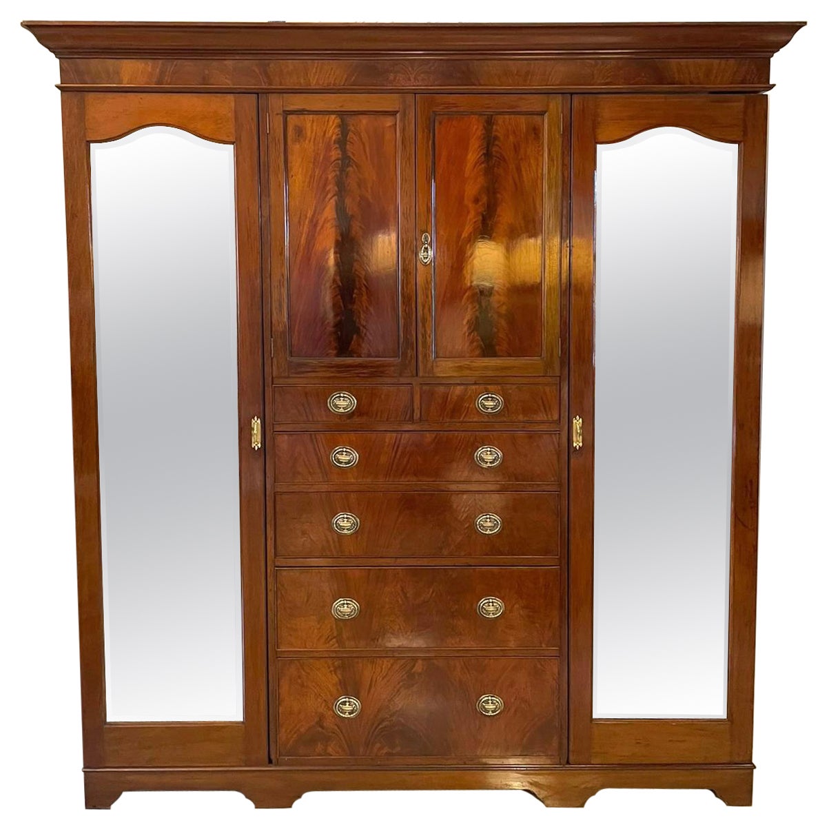 Antique Edwardian Quality Figured Mahogany Wardrobe