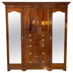Antique Edwardian Quality Figured Mahogany Wardrobe