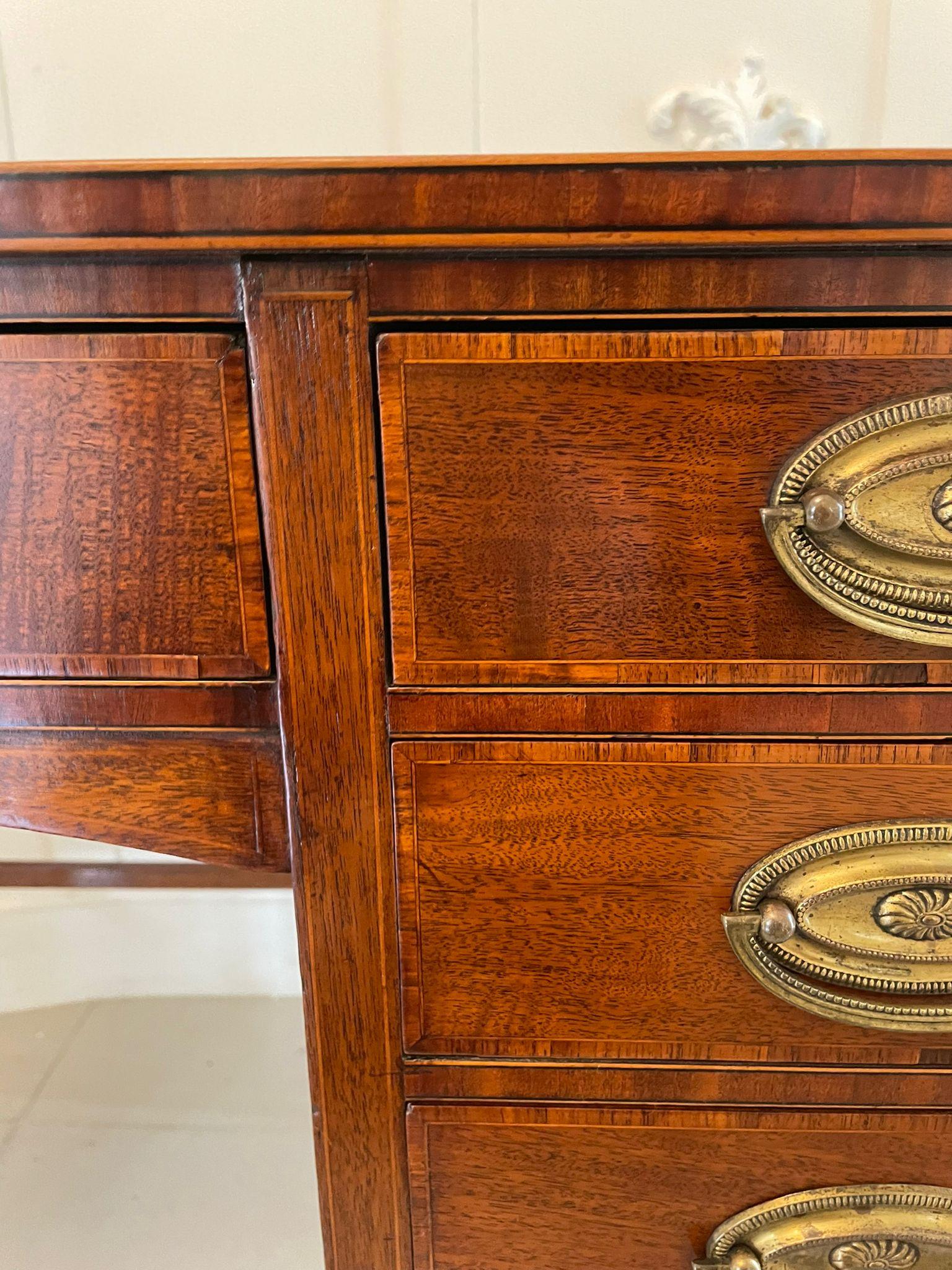 Other Antique Edwardian Quality Freestanding Mahogany Inlaid Pedestal Desk
