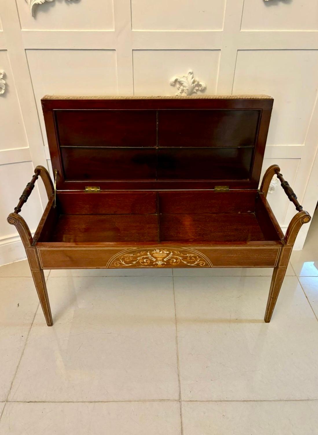 Antiguo taburete dúo con incrustaciones de palisandro de calidad eduardiana independiente Inglés en venta