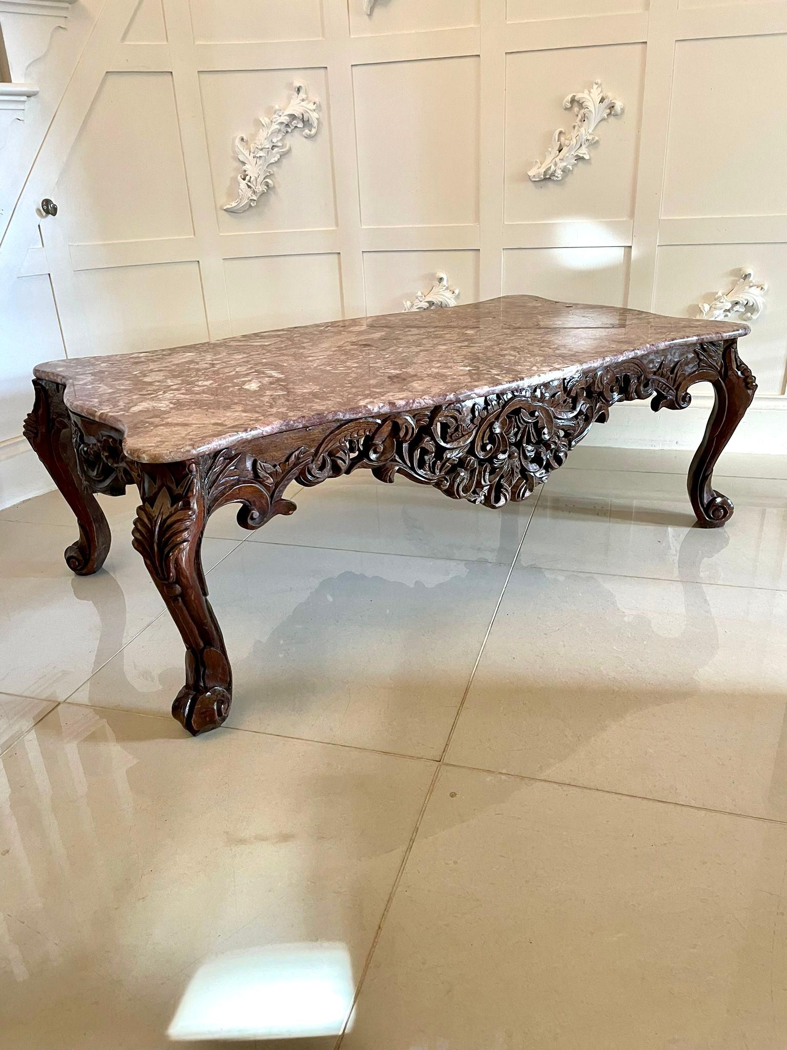 Early 20th Century Antique Edwardian Quality French Carved Walnut Coffee Table
