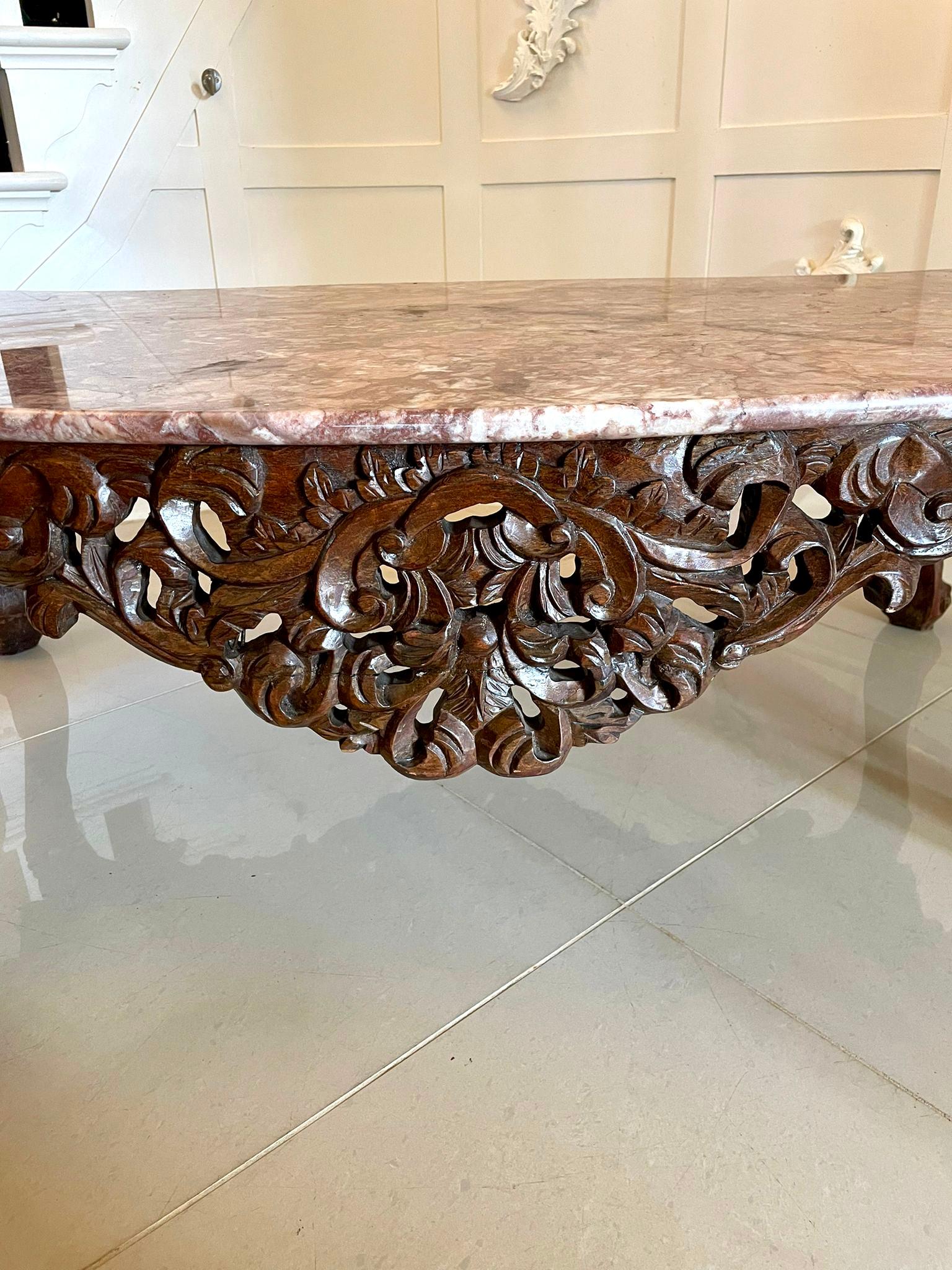 Antique Edwardian Quality French Carved Walnut Coffee Table 1