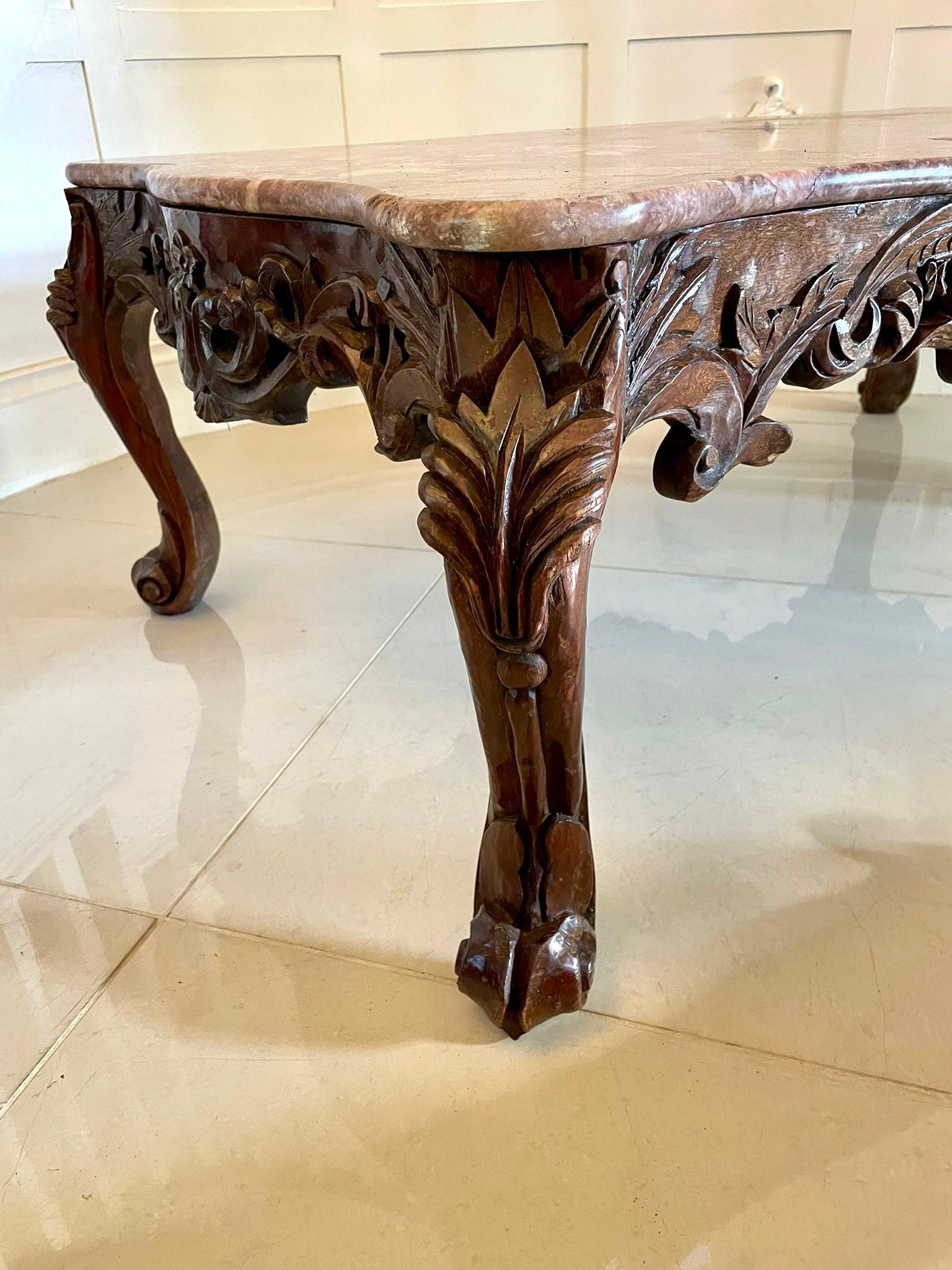 Antique Edwardian Quality French Carved Walnut Coffee Table 2
