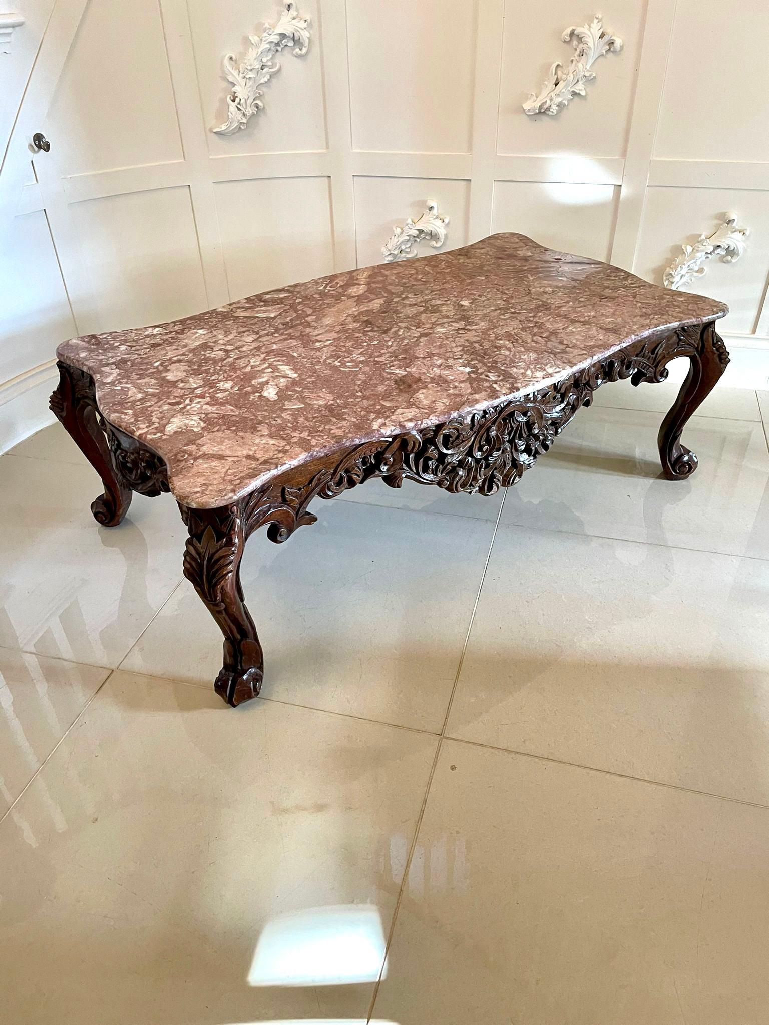 Antique Edwardian Quality French Carved Walnut Coffee Table 3