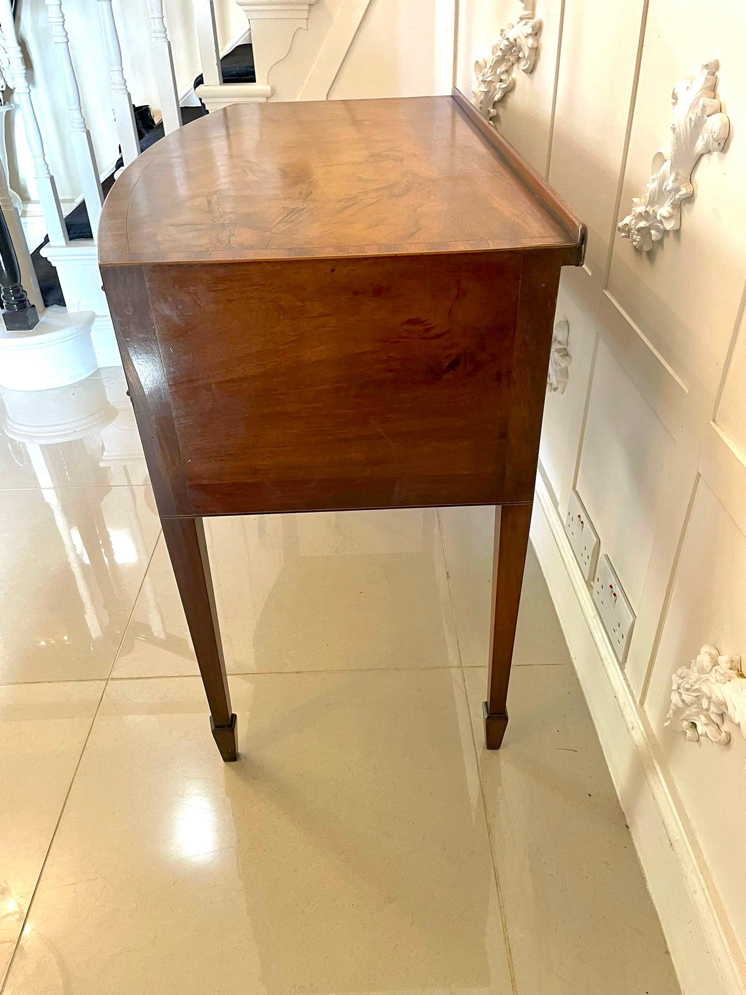 Antique Edwardian Quality Inlaid Figured Mahogany Bow Fronted Side Table In Good Condition For Sale In Suffolk, GB