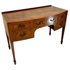 Antique Edwardian Quality Inlaid Figured Mahogany Bow Fronted Side Table