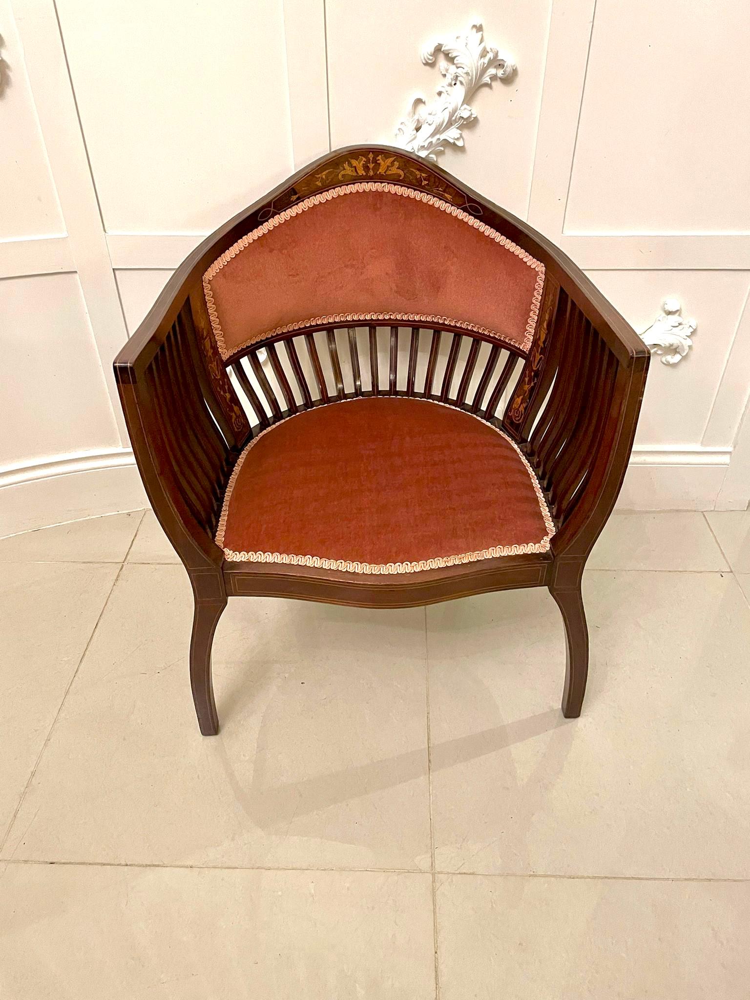 European Antique Edwardian Quality Inlaid Mahogany Armchair