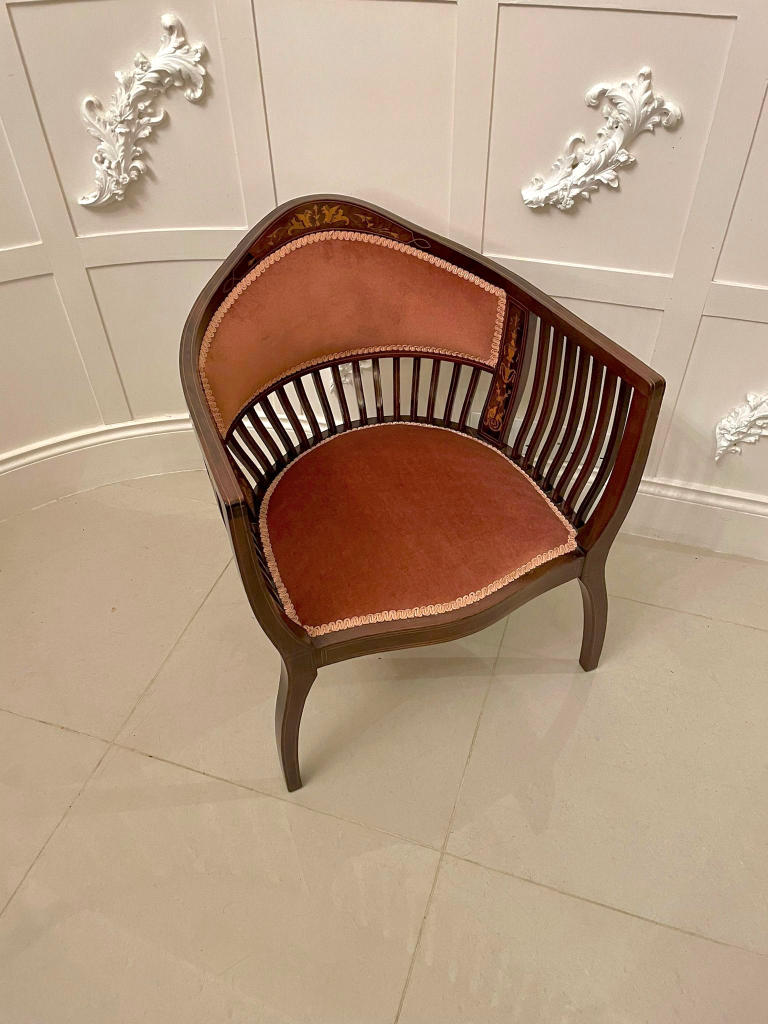 19th Century Antique Edwardian Quality Inlaid Mahogany Armchair