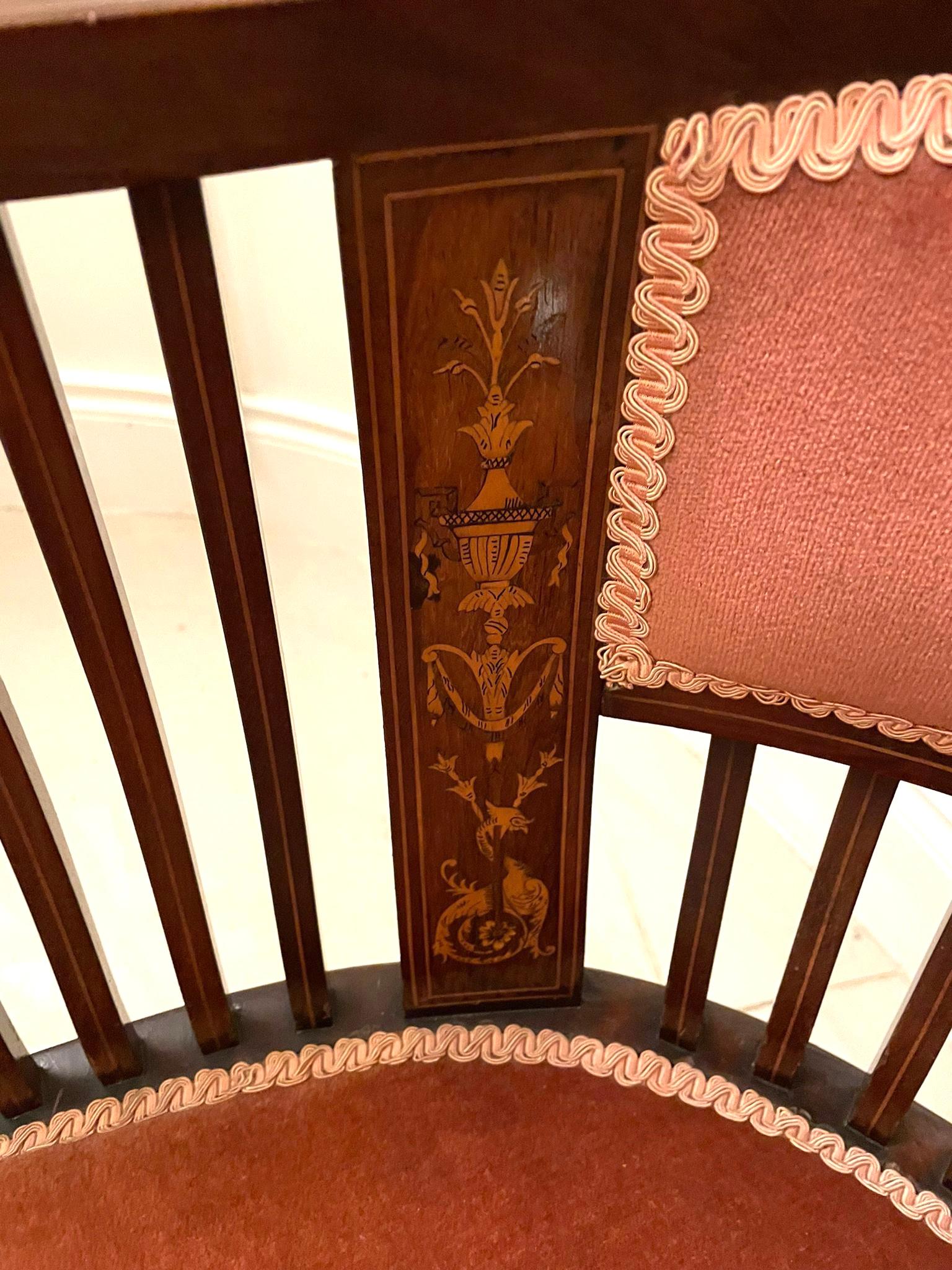 Antique Edwardian Quality Inlaid Mahogany Armchair 2