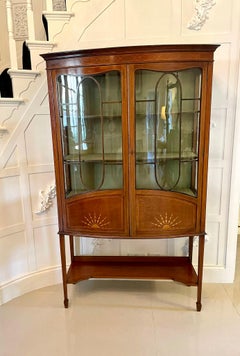Antique Edwardian Quality Inlaid Mahogany Bow Fronted Display Cabinet