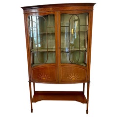 Antique Edwardian Quality Inlaid Mahogany Bow Fronted Display Cabinet