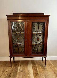 Antique Edwardian quality inlaid mahogany display cabinet