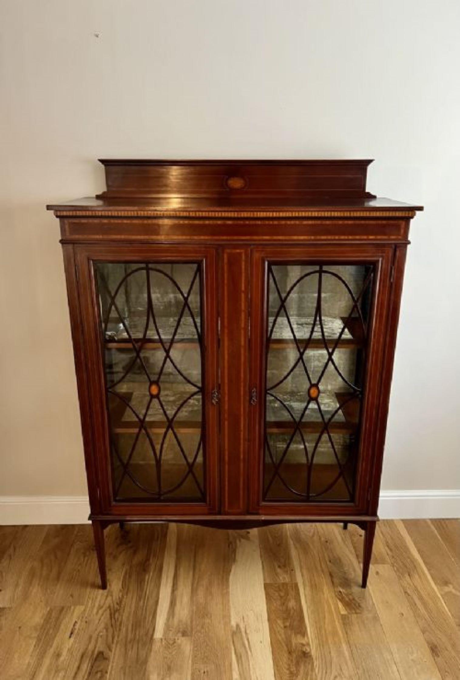 20th Century Antique Edwardian quality inlaid mahogany display cabinet  For Sale