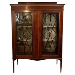 Antique Edwardian quality inlaid mahogany display cabinet 