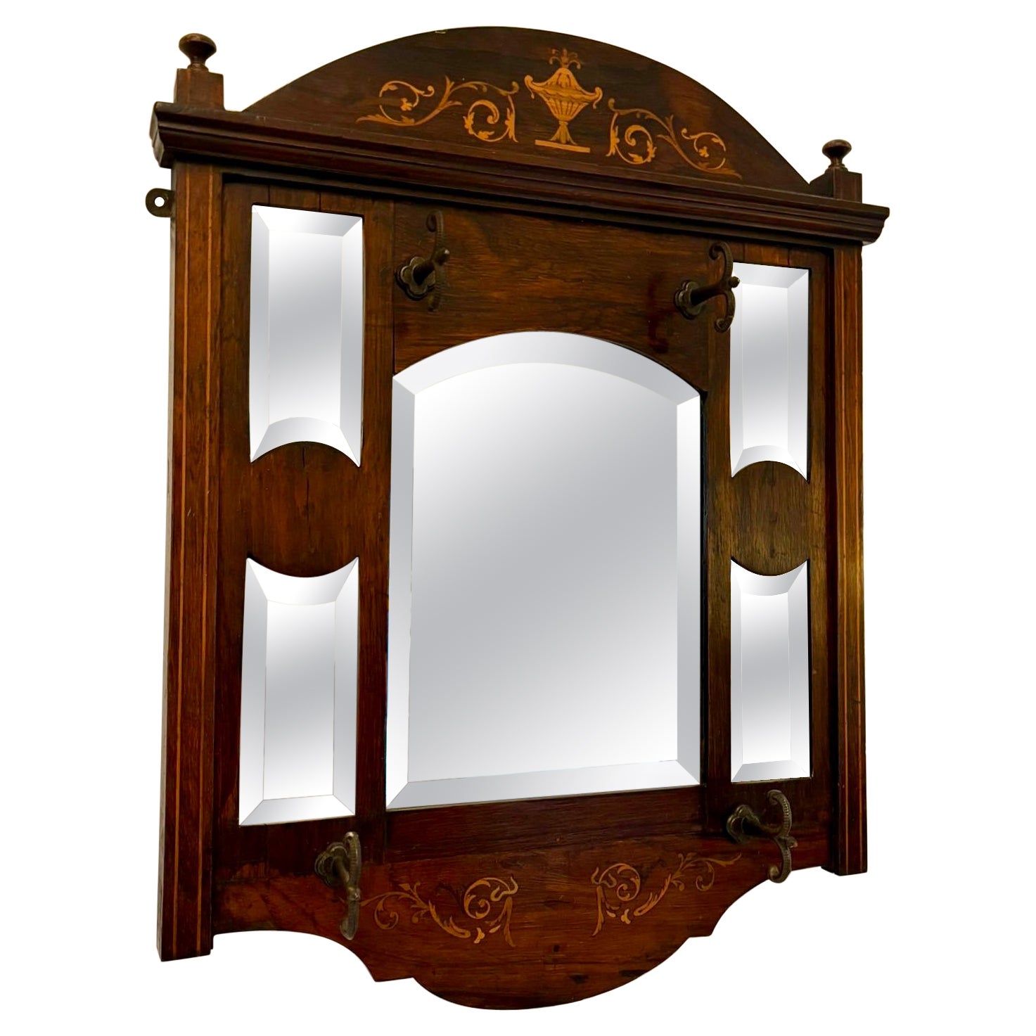 Antique Edwardian Quality Inlaid Rosewood Wall/Hall Mirror For Sale