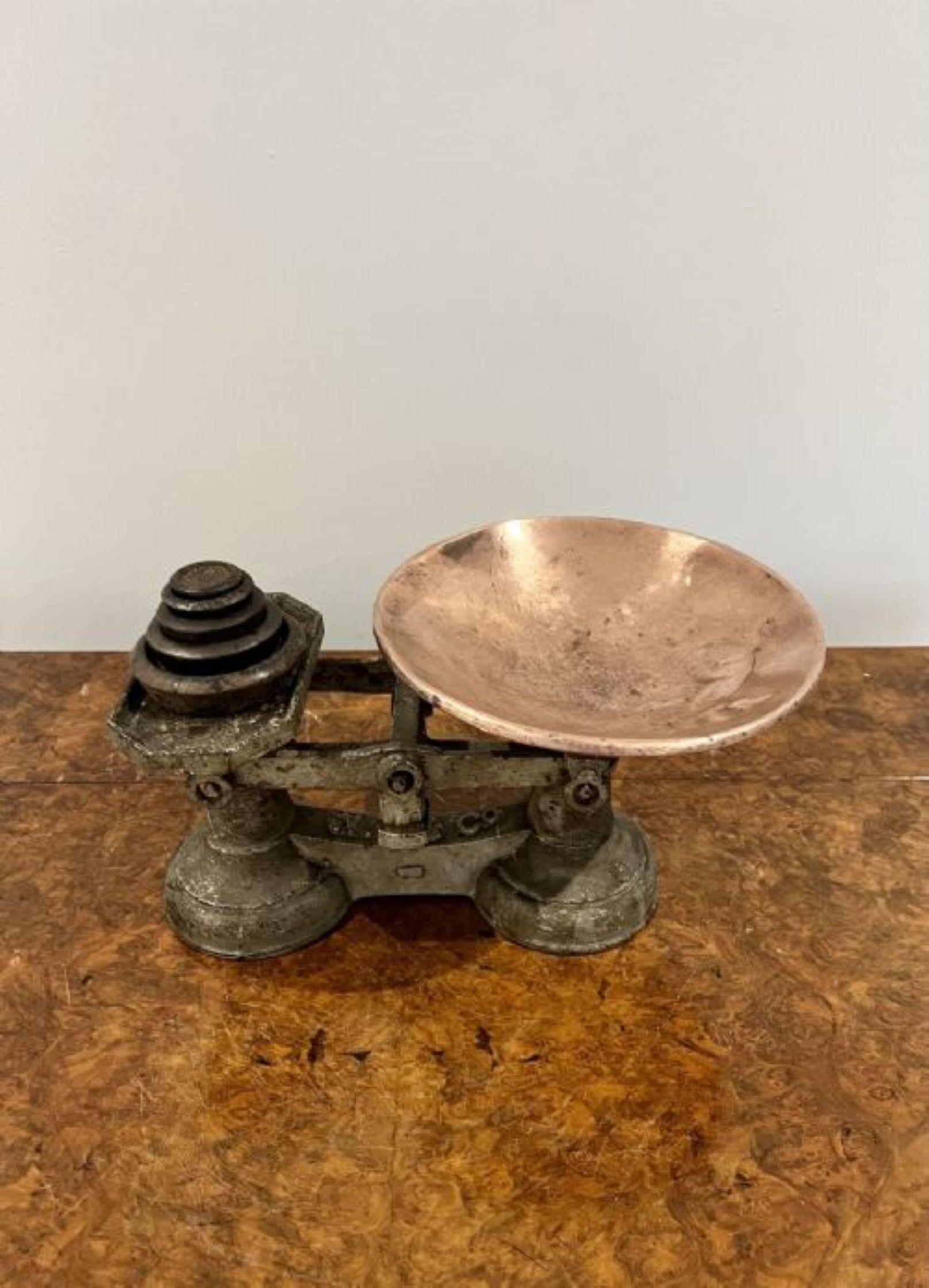 Copper Antique Edwardian quality iron and copper scales  For Sale