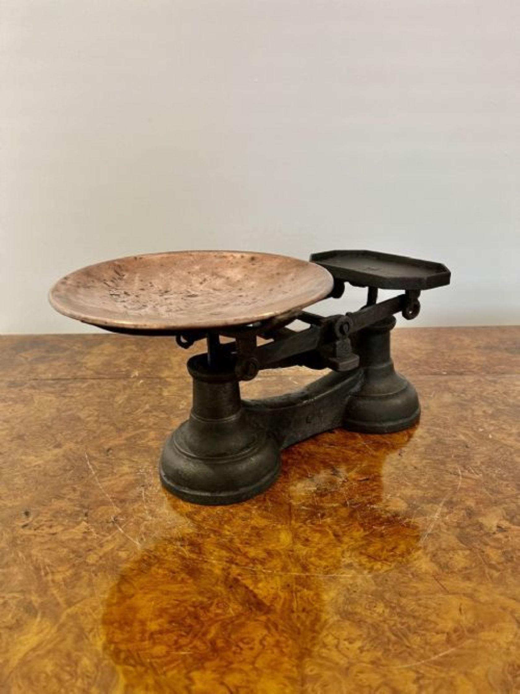 20th Century Antique Edwardian quality iron and copper scales & original iron weights  For Sale