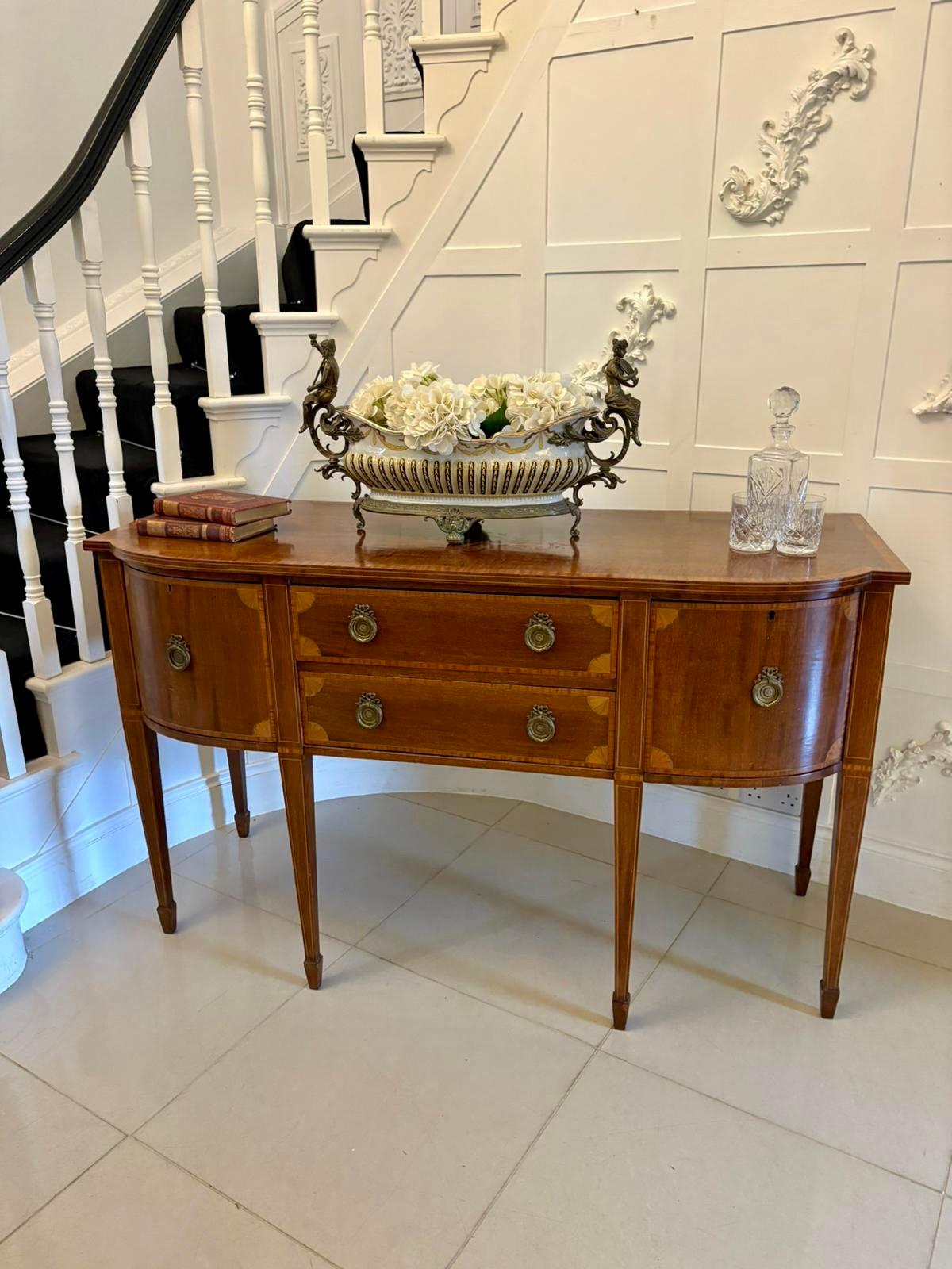 English Antique Edwardian Quality Mahogany and Satinwood Crossbanded Sideboard For Sale