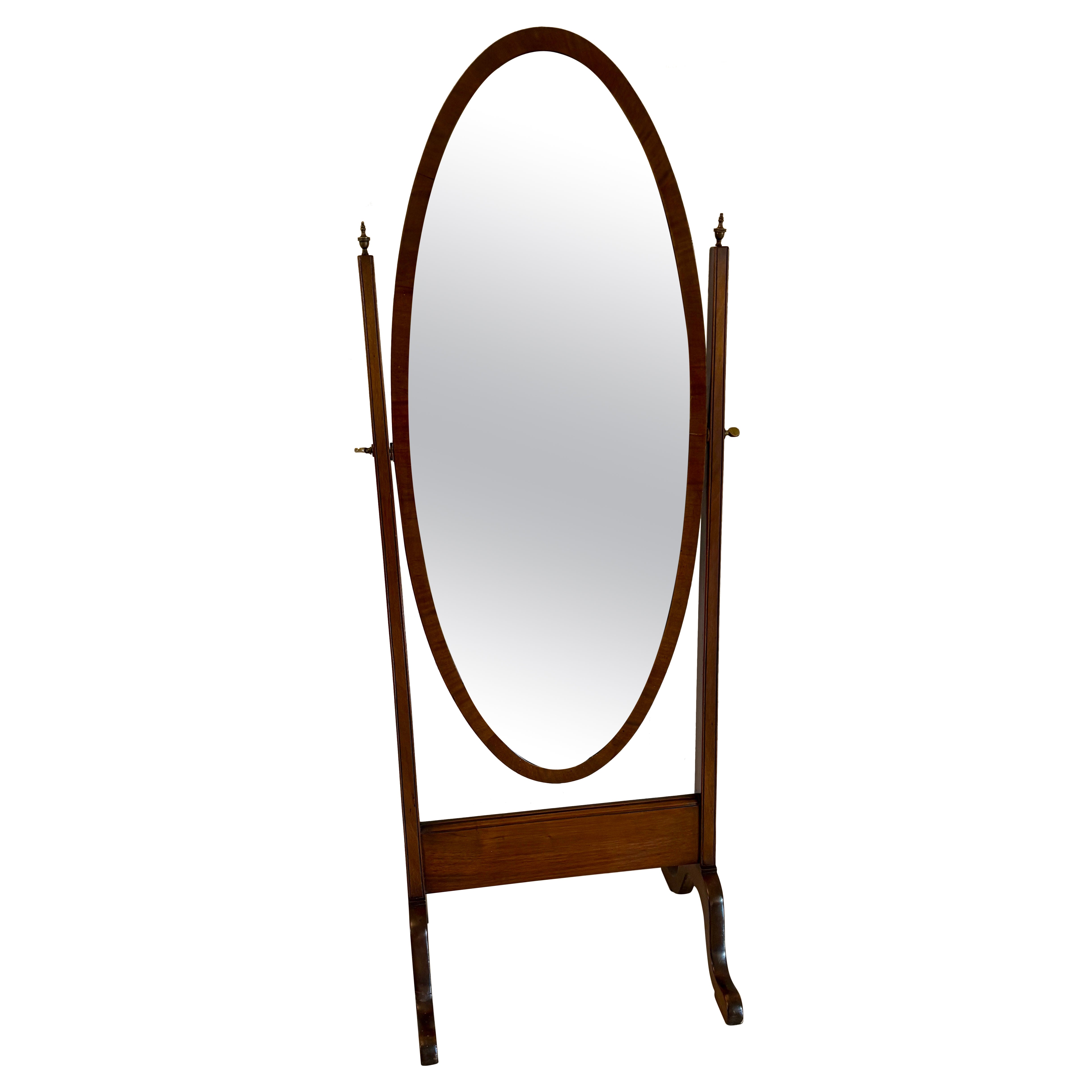 Antique Edwardian Quality Mahogany Cheval Mirror