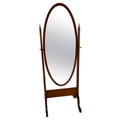 Antique Edwardian Quality Mahogany Cheval Mirror