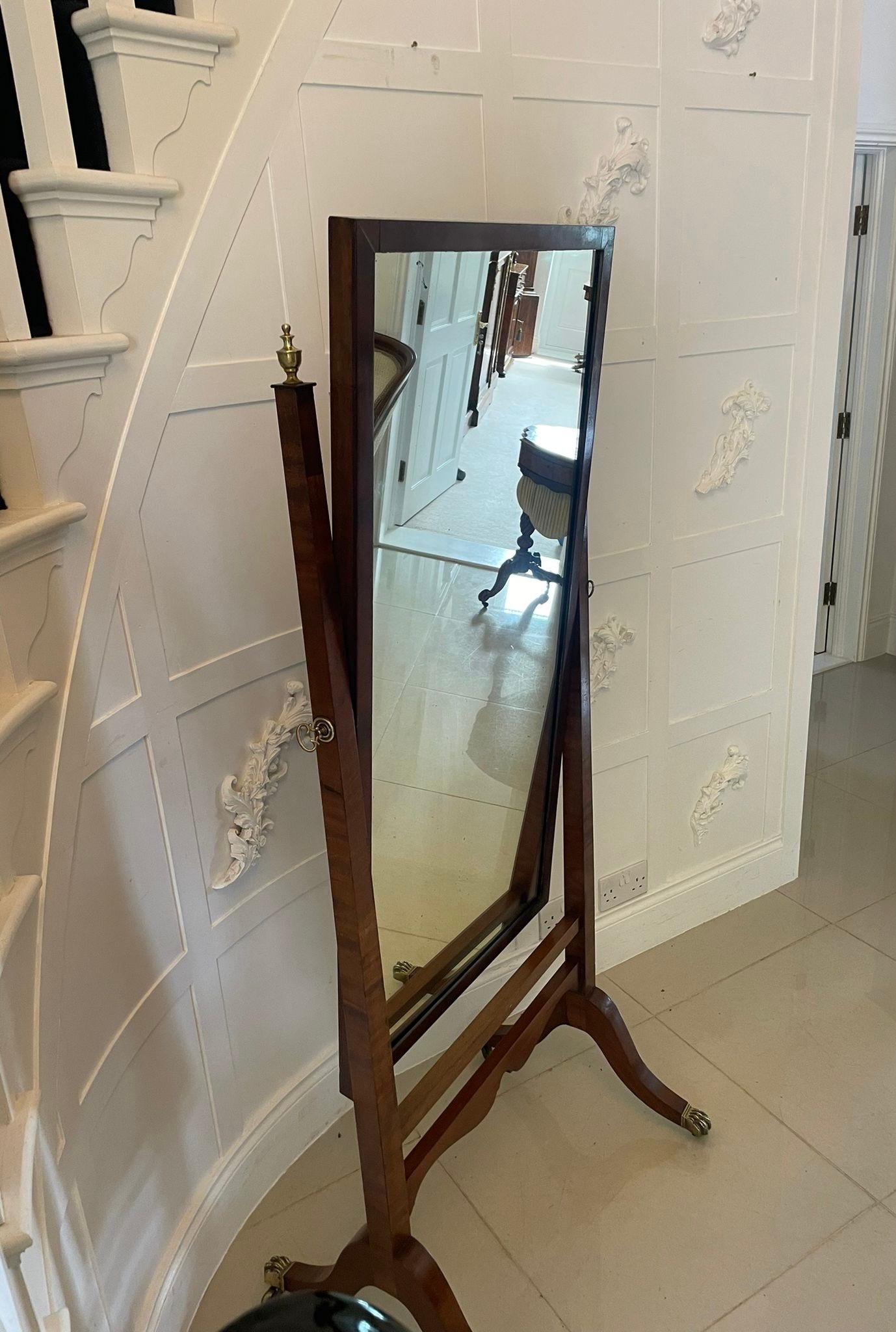 Antique Edwardian Quality Mahogany Free Standing Cheval Mirror In Good Condition In Suffolk, GB
