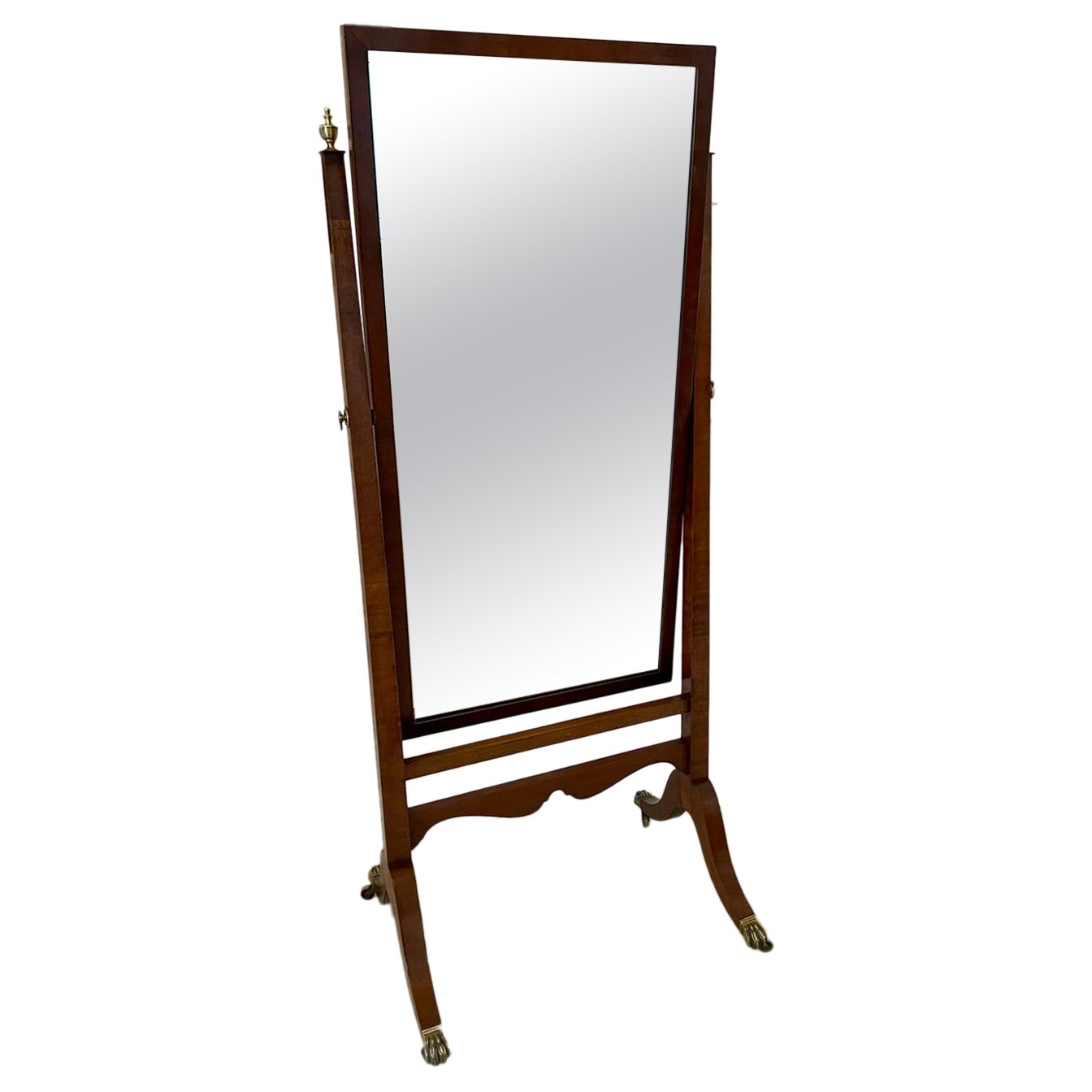 Antique Edwardian Quality Mahogany Free Standing Cheval Mirror