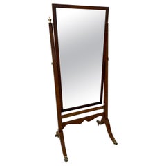 Antique Edwardian Quality Mahogany Free Standing Cheval Mirror