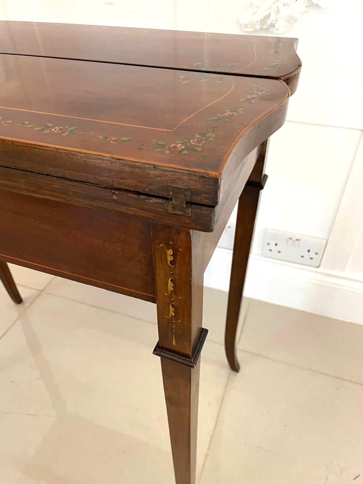 Antique Edwardian Quality Mahogany Hand Painted Card/Side Table  For Sale 6