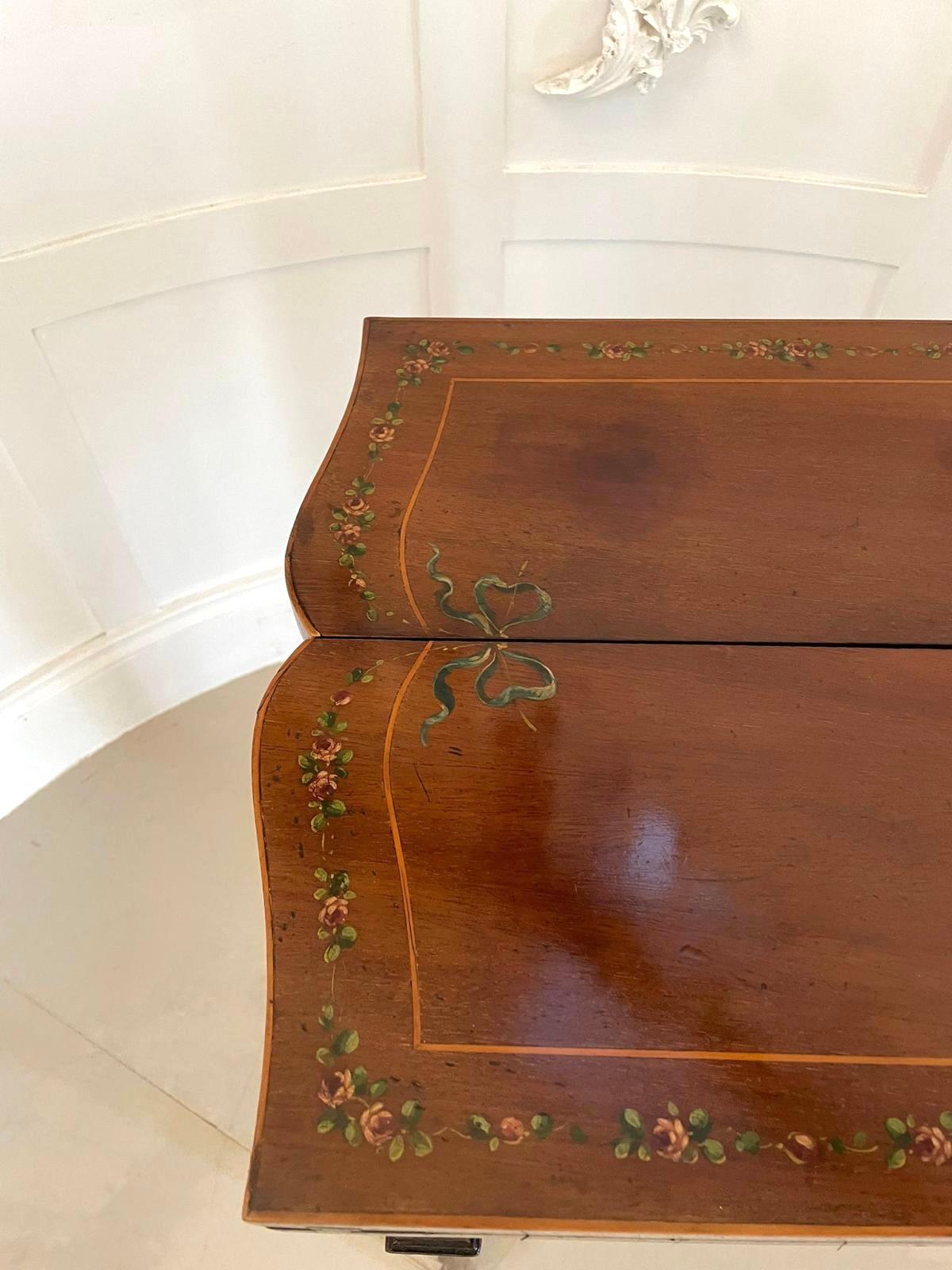 Antique Edwardian Quality Mahogany Hand Painted Card/Side Table  For Sale 8