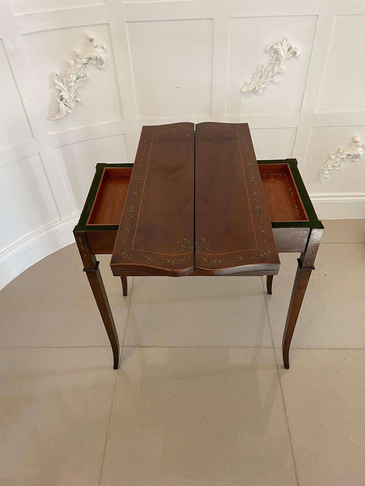 Antique Edwardian Quality Mahogany Hand Painted Card/Side Table  In Good Condition For Sale In Suffolk, GB