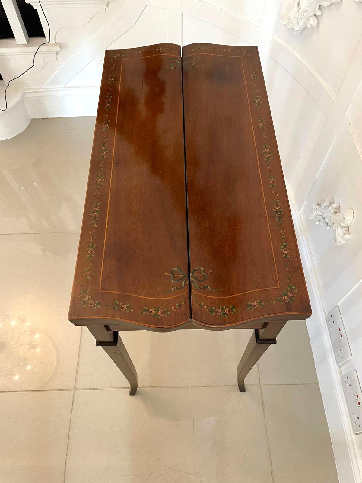 Other Antique Edwardian Quality Mahogany Hand Painted Card/Side Table  For Sale