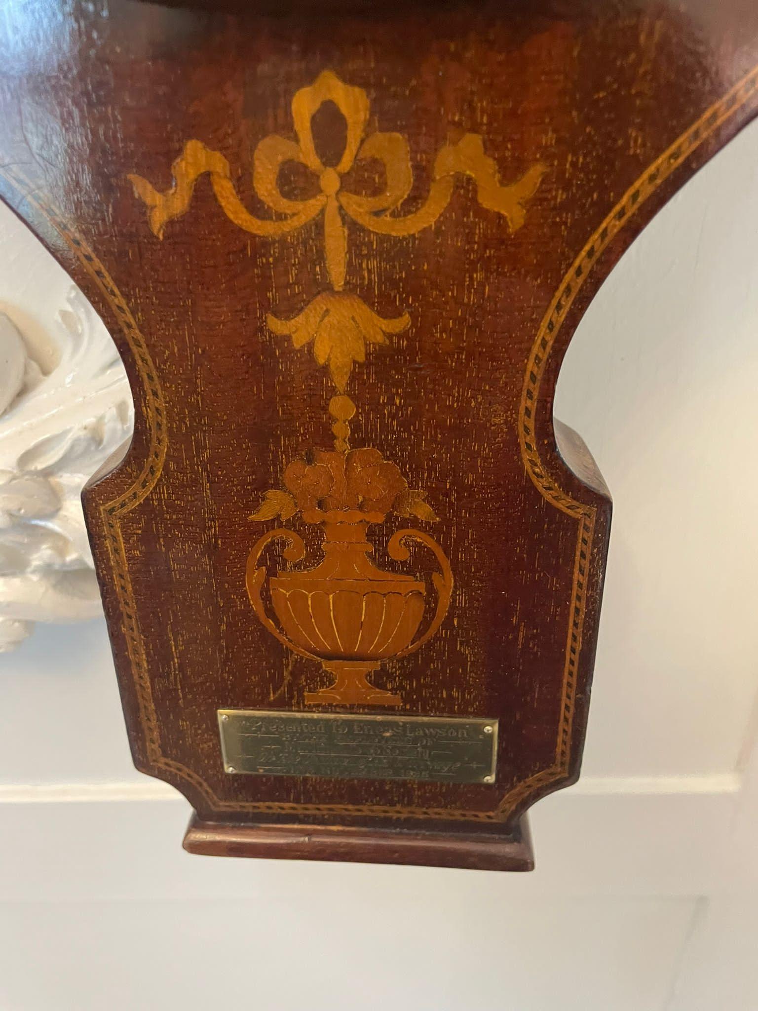 Antique Edwardian Quality Mahogany Inlaid Banjo Barometer For Sale 5