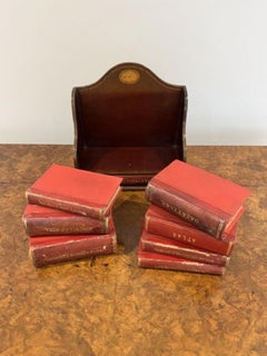 Antique Edwardian quality mahogany inlaid book rack