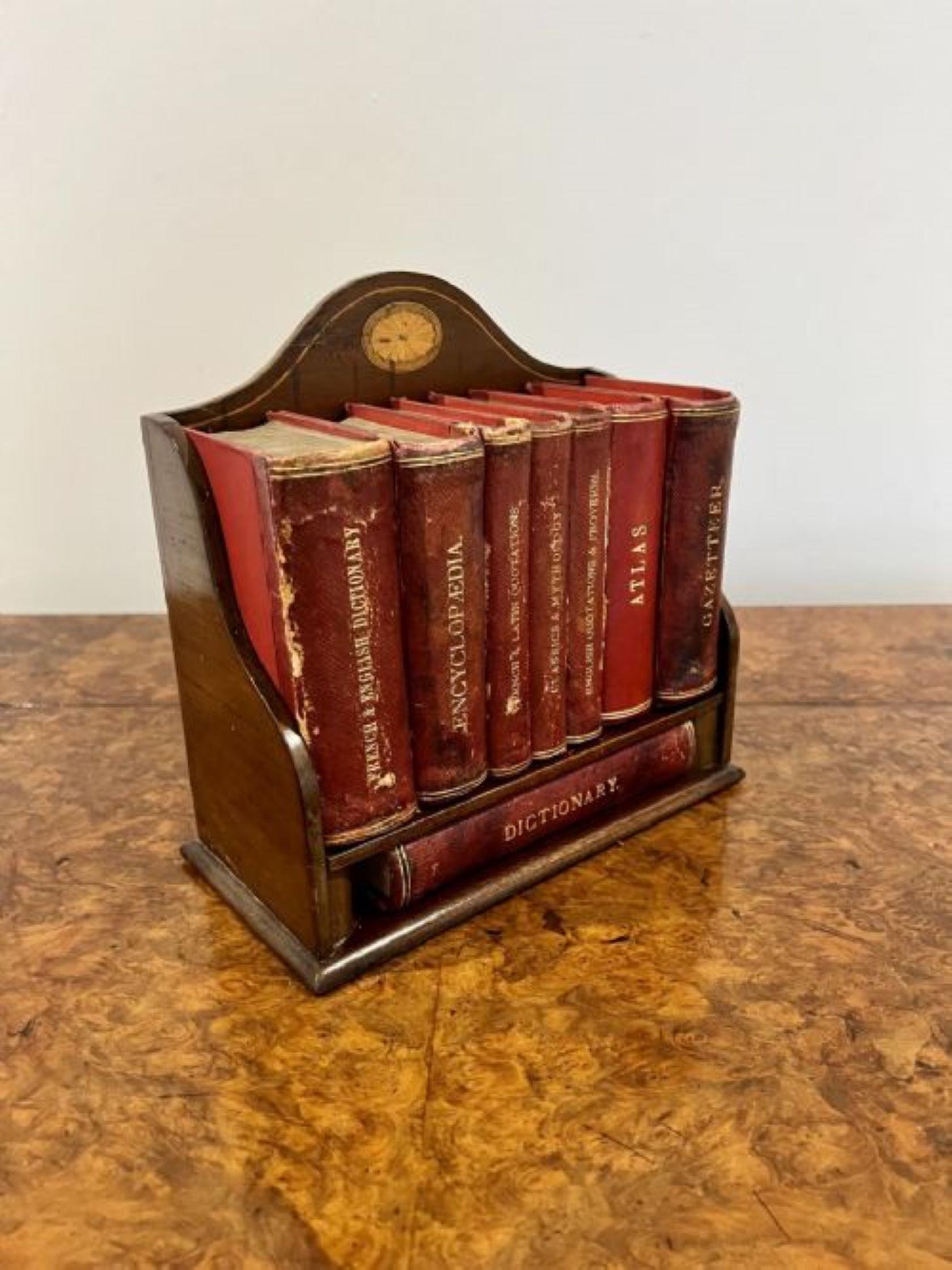 Antique Edwardian quality mahogany inlaid book rack For Sale 2