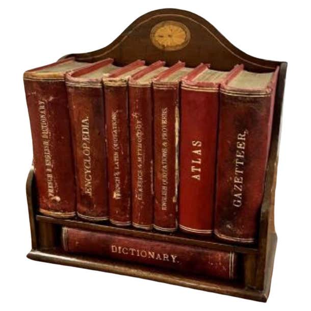 Antique Edwardian quality mahogany inlaid book rack For Sale at 1stDibs