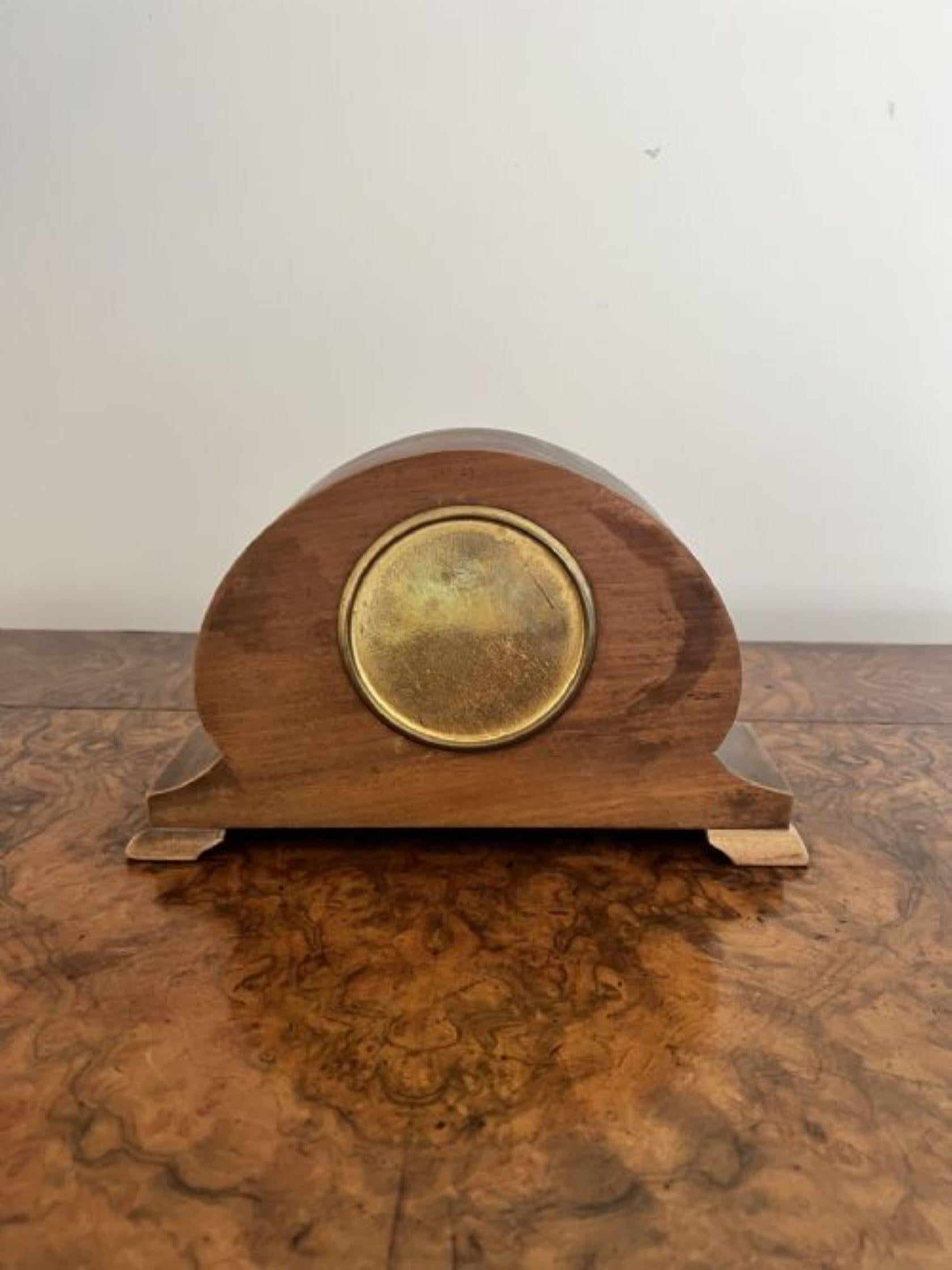 Antique Edwardian quality mahogany inlaid desk clock  1
