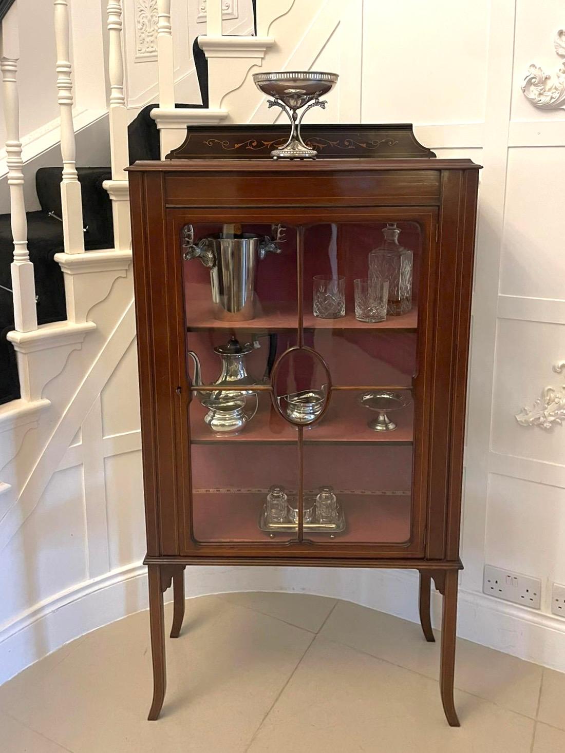 Other  Antique Edwardian Quality Mahogany Inlaid Display Cabinet  For Sale