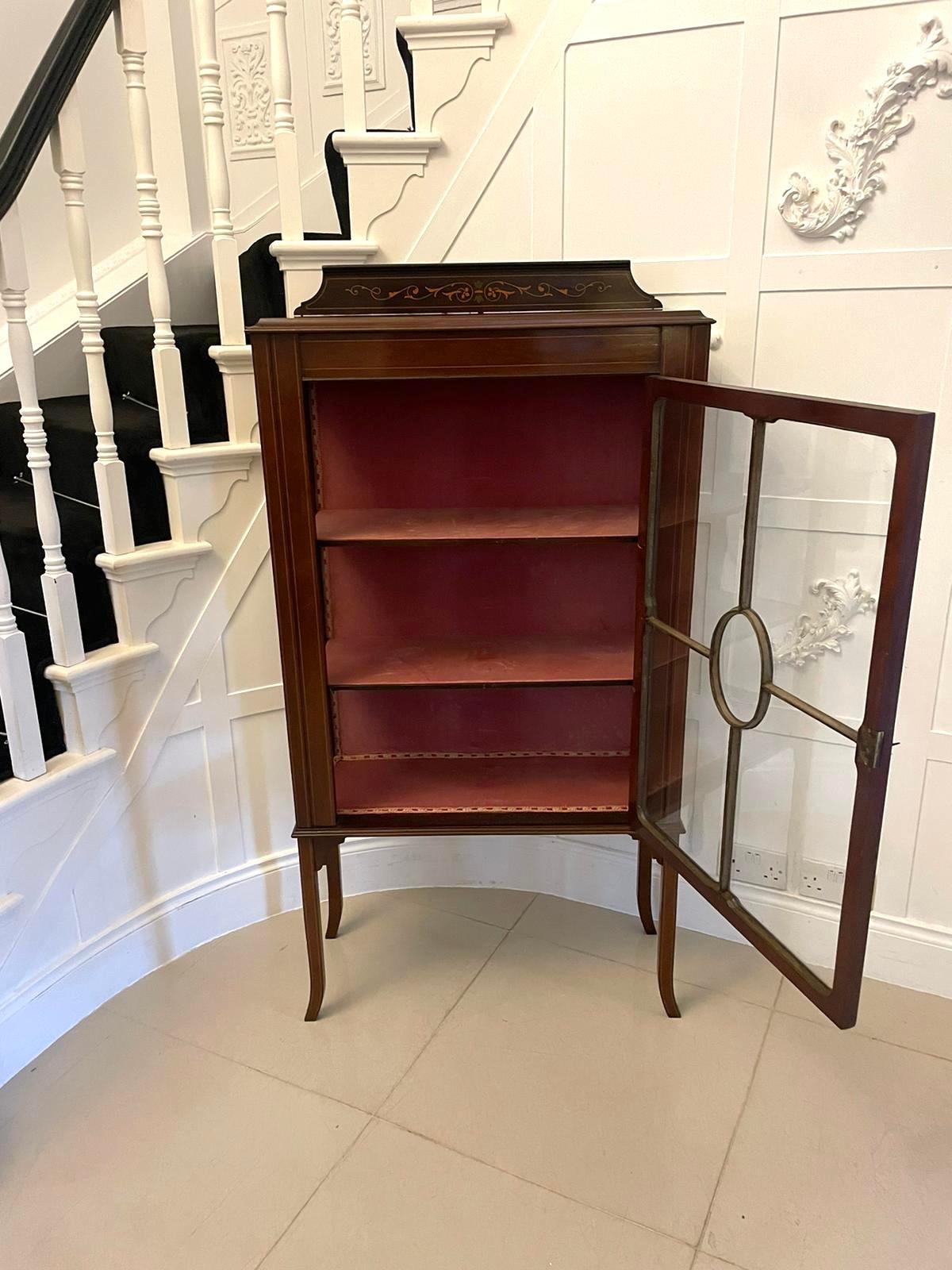  Antique Edwardian Quality Mahogany Inlaid Display Cabinet  For Sale 1