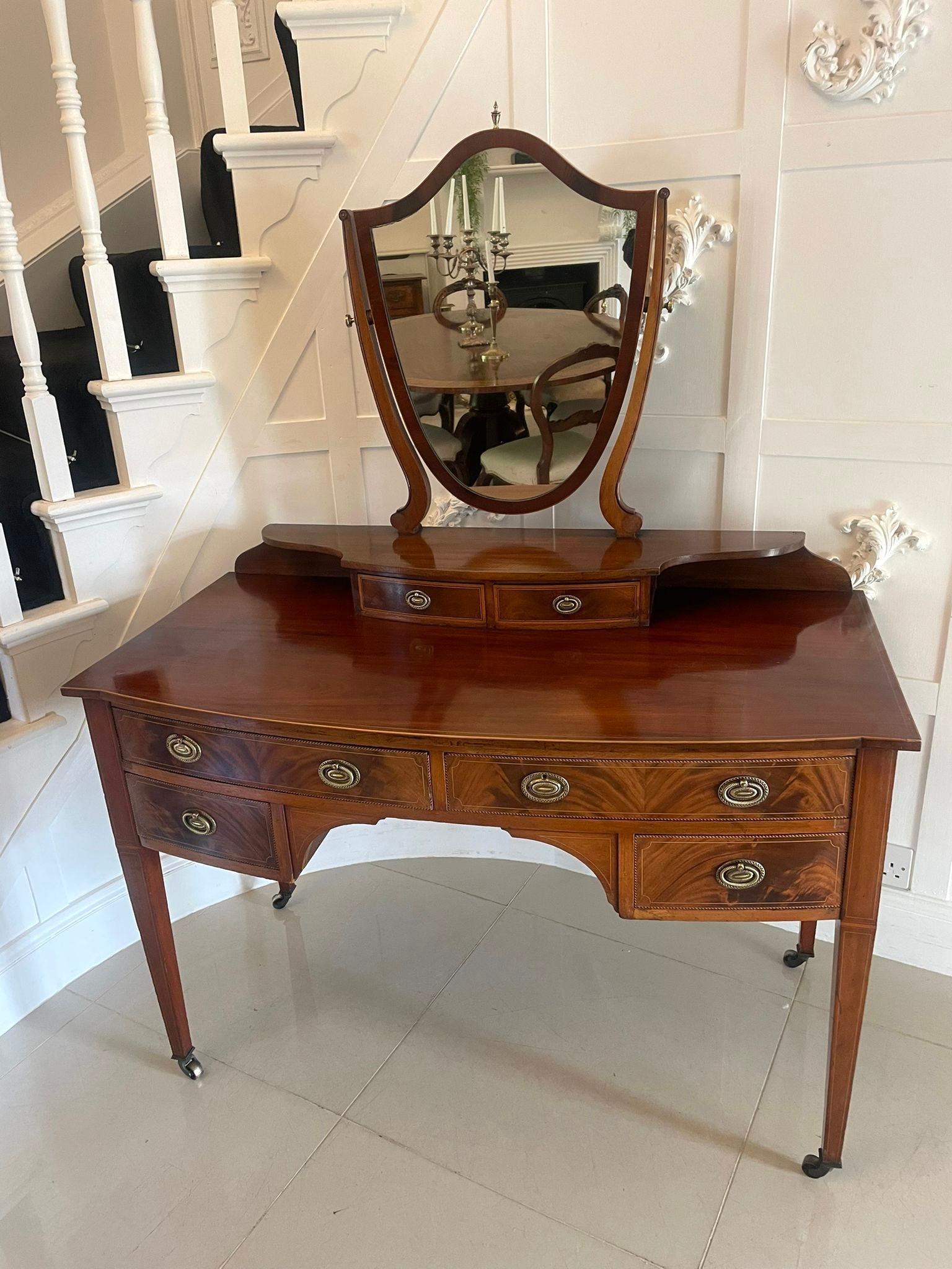 Antique Edwardian Quality Mahogany Inlaid Dressing Table by James Shoolbred 1